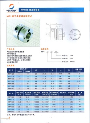 【臺州廠家專業(yè)生產(chǎn)MP1 單節(jié)夾緊螺絲固定式】價格,廠家,圖片,聯(lián)軸器,臺州市米諾傳動機(jī)械-